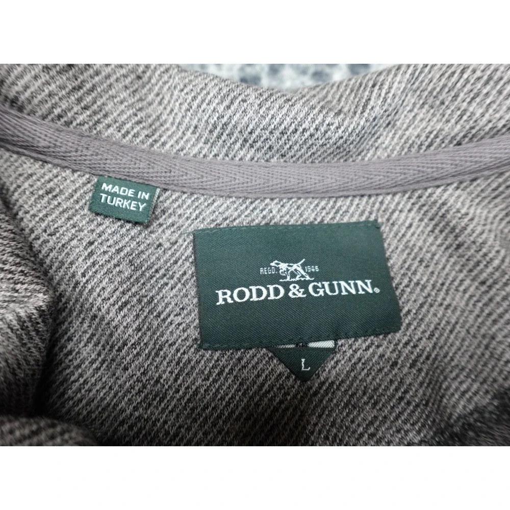Rodd‎ & Gunn Quarter Zip Pullover Mens Large Grey Brown Elbow Patches Excellent